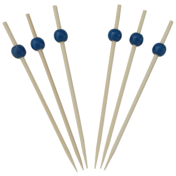 Blue Coloured Ball Bamboo Skewers - 110mm
