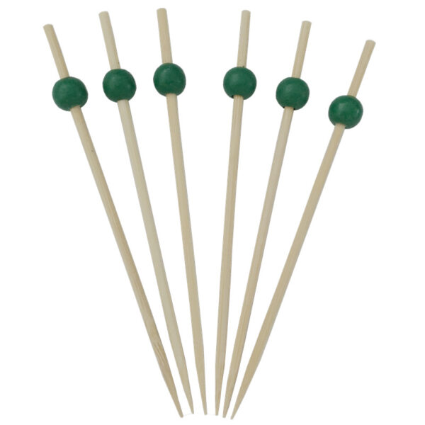 Green Coloured Ball Bamboo Skewer - 110mm